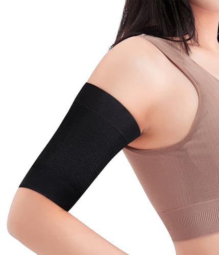 [CtriLady] アームカバー レディース 二の腕 着圧インナー 二の腕シェイパー 二の腕 サポーター 夏用 二の腕カバー 二の腕 冷え対策 補正下着 伸縮性 (ブラック, ワンサイズ)